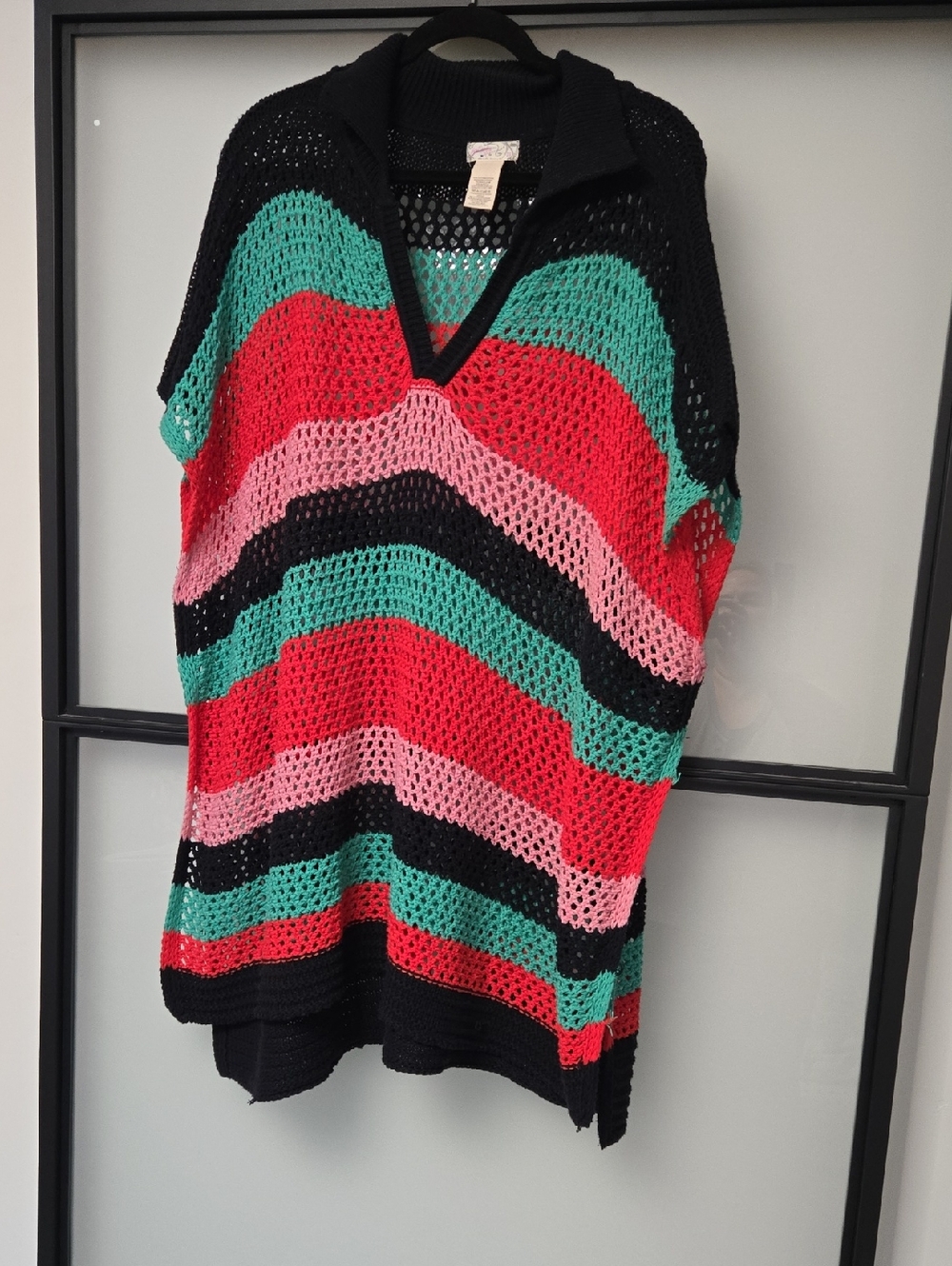 FREE PEOPLE BAYSIDE STRIPE PONCHO. OSFA